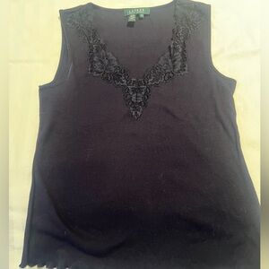 Lauren Ralph Lauren Navy Lace Tank Top